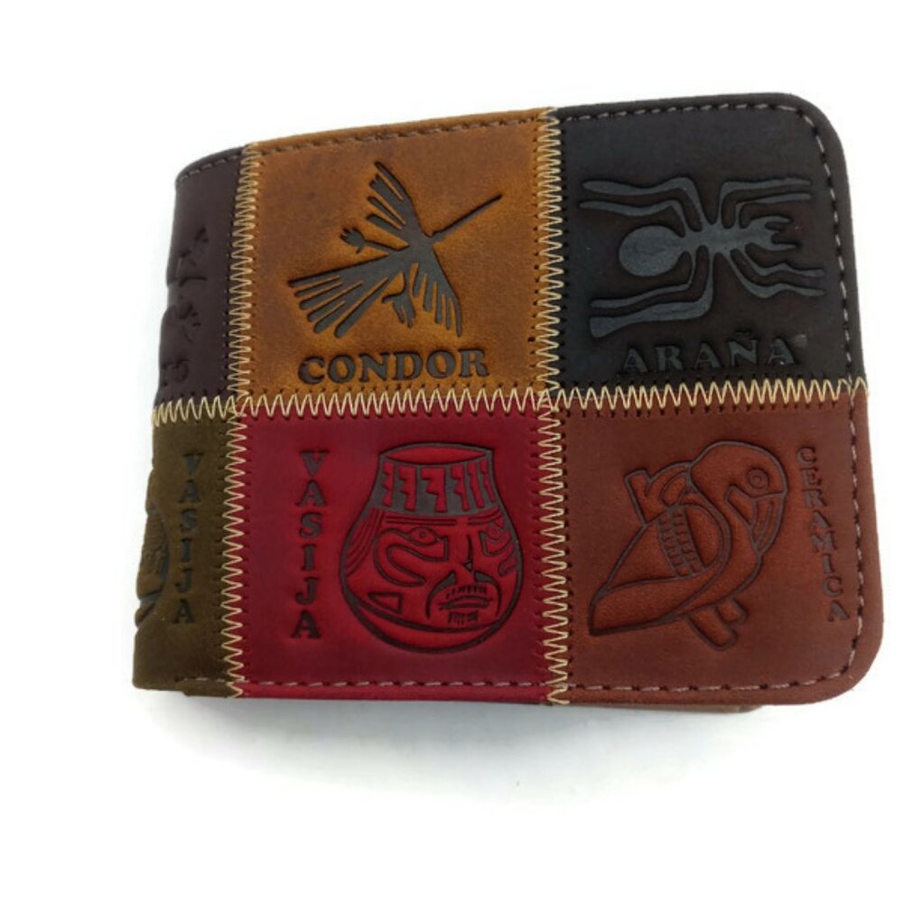 Men's Wallet Handmade Leather Nazca Lines